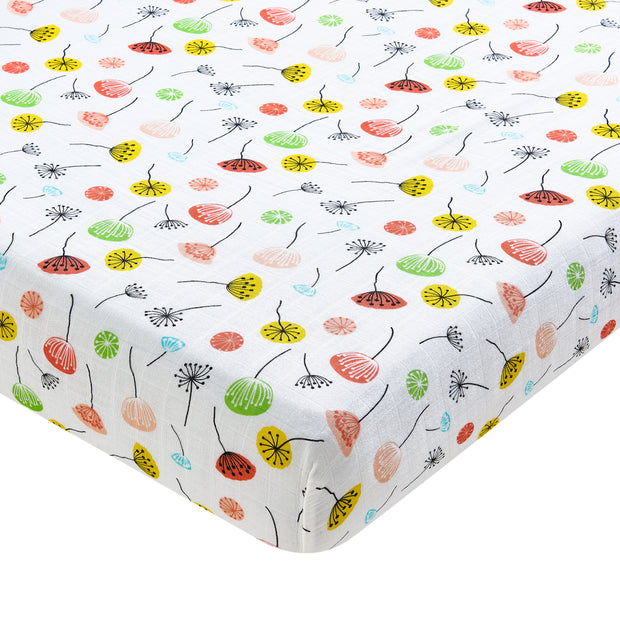 Organic Muslin Cotton Fitted Crib Sheet - Dandelion
