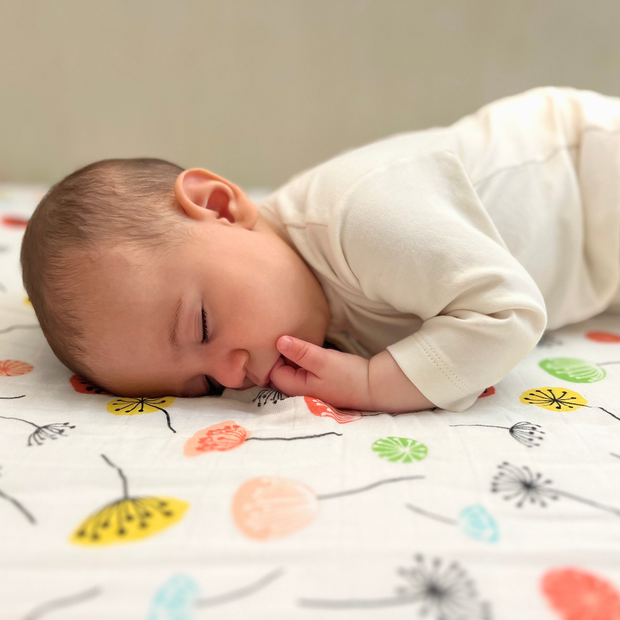 Organic Muslin Cotton Fitted Crib Sheet - Dandelion