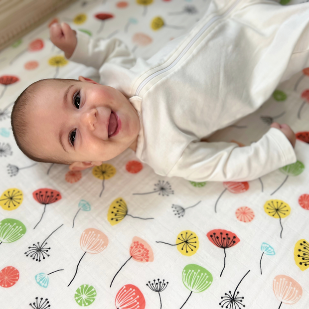 Organic Muslin Cotton Fitted Crib Sheet - Dandelion