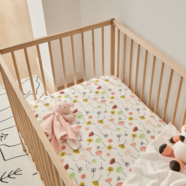 Organic Muslin Cotton Fitted Crib Sheet - Dandelion