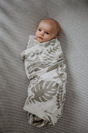 Gray Leaf Swaddle Blanket