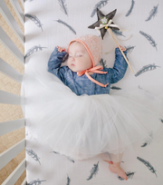 Muslin Cotton Fitted Crib Sheet - Feather