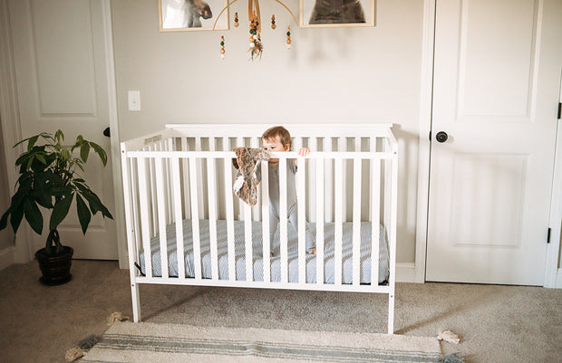 Muslin Cotton Fitted Crib Sheet - Grey Stripes Design