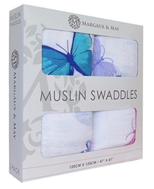 butterfly designed swaddle blankets by Margaux & May 