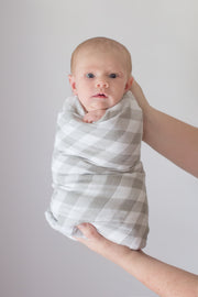 Muslin Swaddle Blankets - Grey Stripes & Gingham