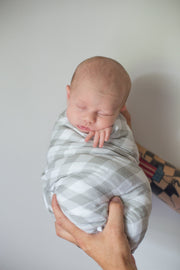 Gray Gingham Swaddle Blanket