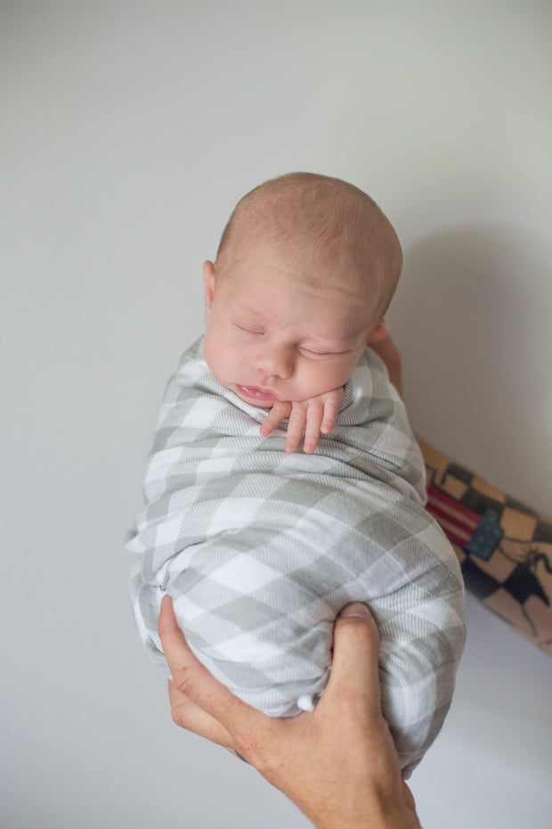 Gray Gingham Swaddle Blanket