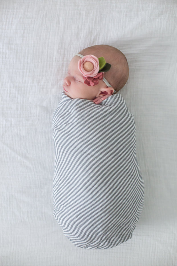 Gray Stripe Swaddle Blanket