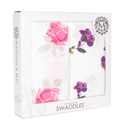 Muslin Swaddle Blankets - Pink & Purple Flowers