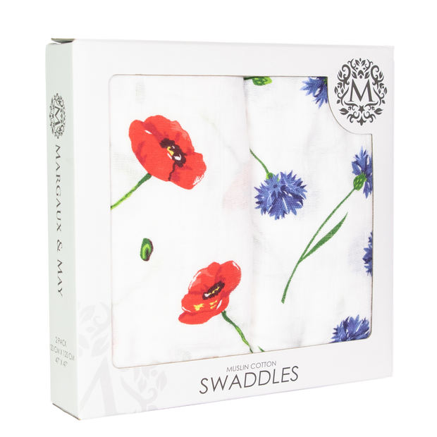 Muslin Swaddle Blankets - Poppy & Cornflowers