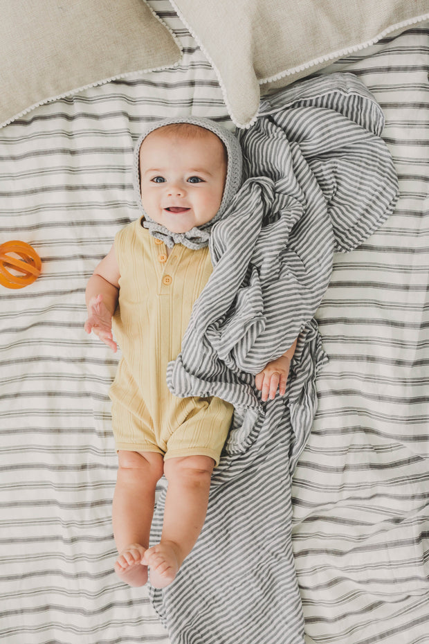 Muslin Swaddle Blankets - Grey Stripes & Gingham