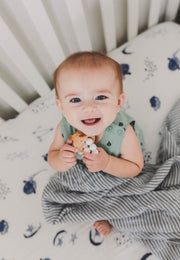 Bamboo Viscose and Muslin Cotton Fitted Crib Sheet - Space Design