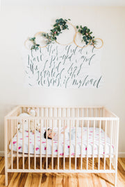 Muslin Cotton Fitted Crib Sheet - Pink Flowers