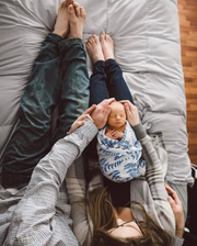 Organic Swaddle Blankets - Blue Fern & Green Feather