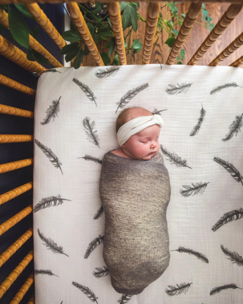 Organic Swaddle Blankets - Grey Feather & Dandelion