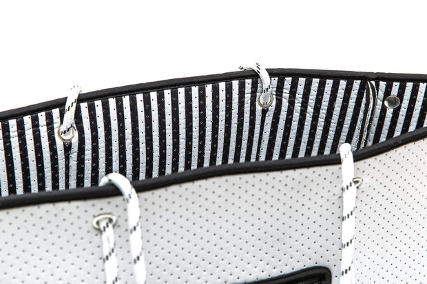 striped neoprene totoe bag from margaux and may 
