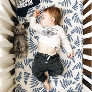 Organic Muslin Cotton Fitted Crib Sheet - Blue Fern