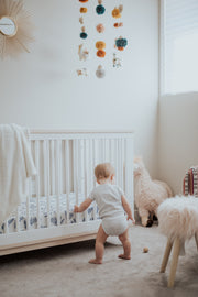 Organic Muslin Cotton Fitted Crib Sheet - Blue Fern