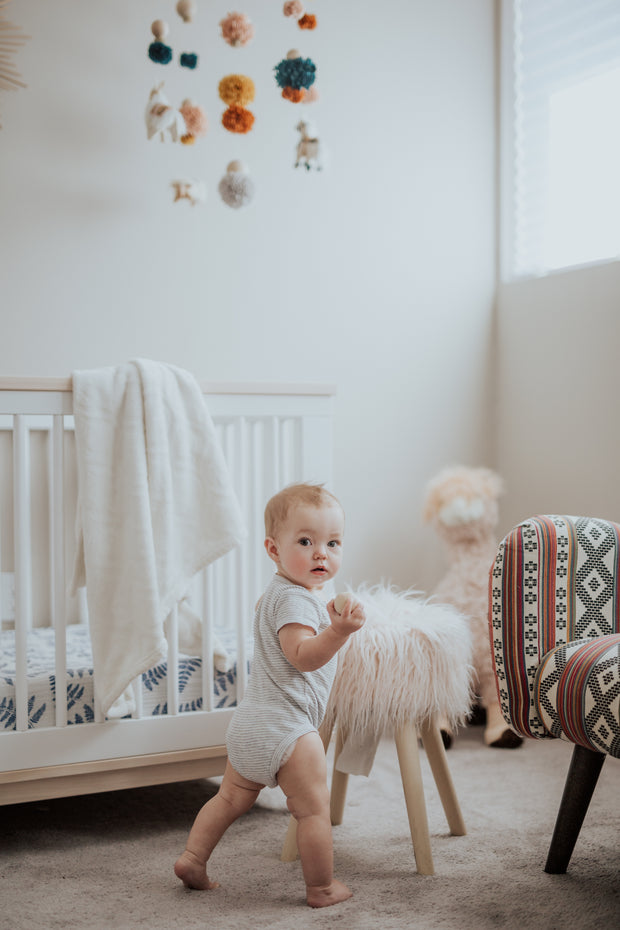 Organic Muslin Cotton Fitted Crib Sheet - Blue Fern