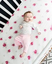 Muslin Cotton Fitted Crib Sheet - Pink Flowers