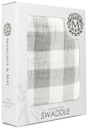 Gray Gingham Swaddle Blanket