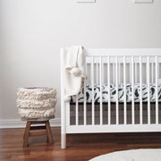 Organic Muslin Cotton Fitted Crib Sheet - Green Feather